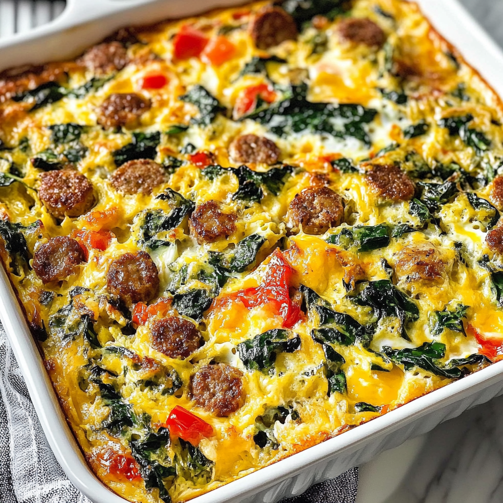 Sausage Egg Spinach Casserole